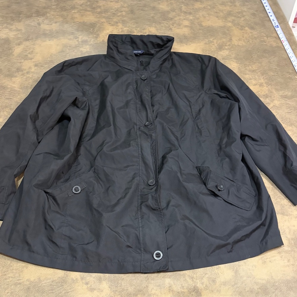 Lands End Jacket Womens 24W-26W Black Full Zip Lightweight 2656